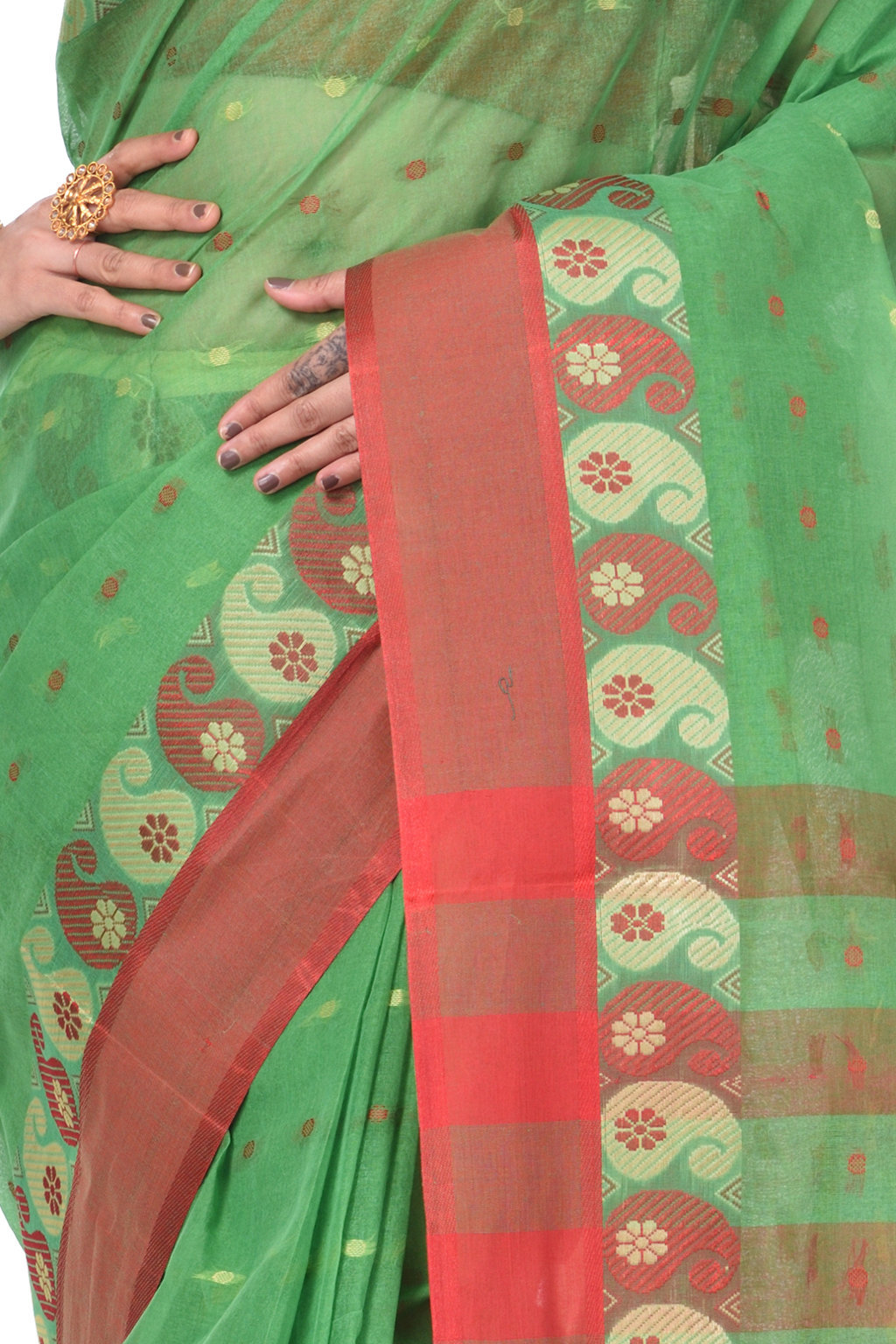 Green Pure Cotton Amkolka_Par Tant Saree (477)